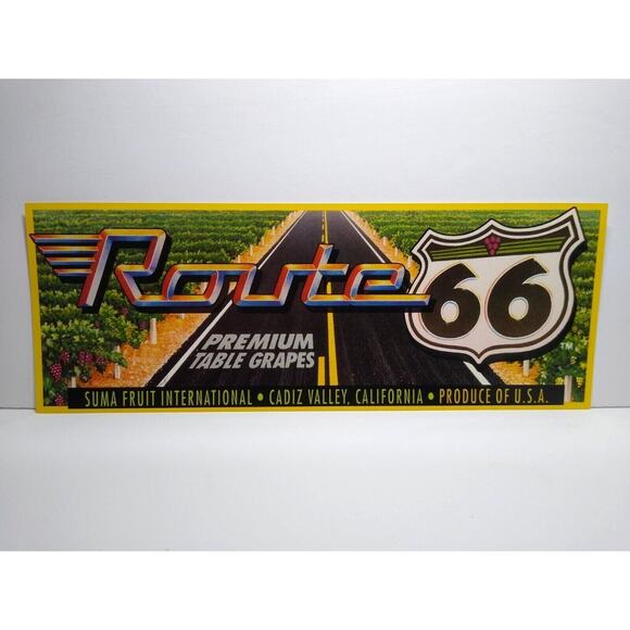 Route 66 Table Grapes Fruit Crate Label 1960's Vintage Famous Highway Roadway - Picture 1 of 3